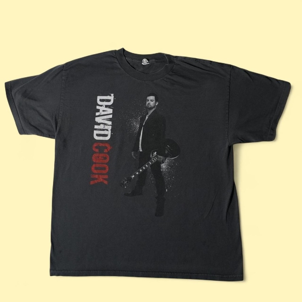 Y2K 00s David Cook  Tour AAA T-Shirt Size XL Black & Grey GUC